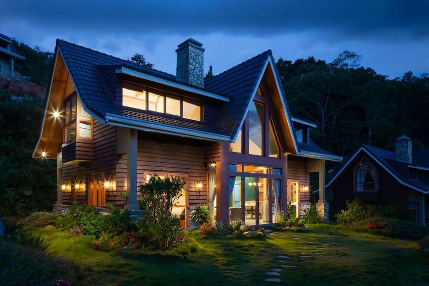Suburban brick home with a two-car garage