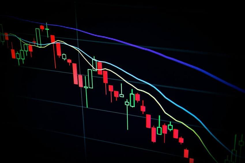 Market data chart on a screen